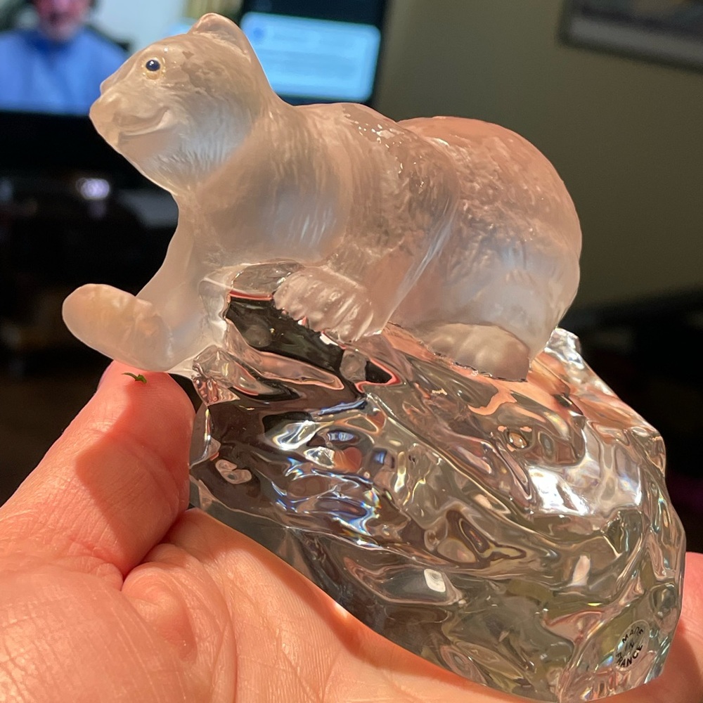 Vintage Crystal Polar Bear on Iceberg Made in France